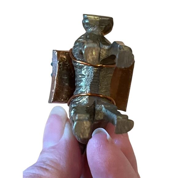 1970's VTG BRASS Llama Alpaca Figurine with Turquoise Cargo Packs COPPER Saddle - Picture 8 of 8